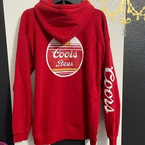Brixton Banquet COORS Beer sweatshirt hoodie Red Large men’s ladies nice!